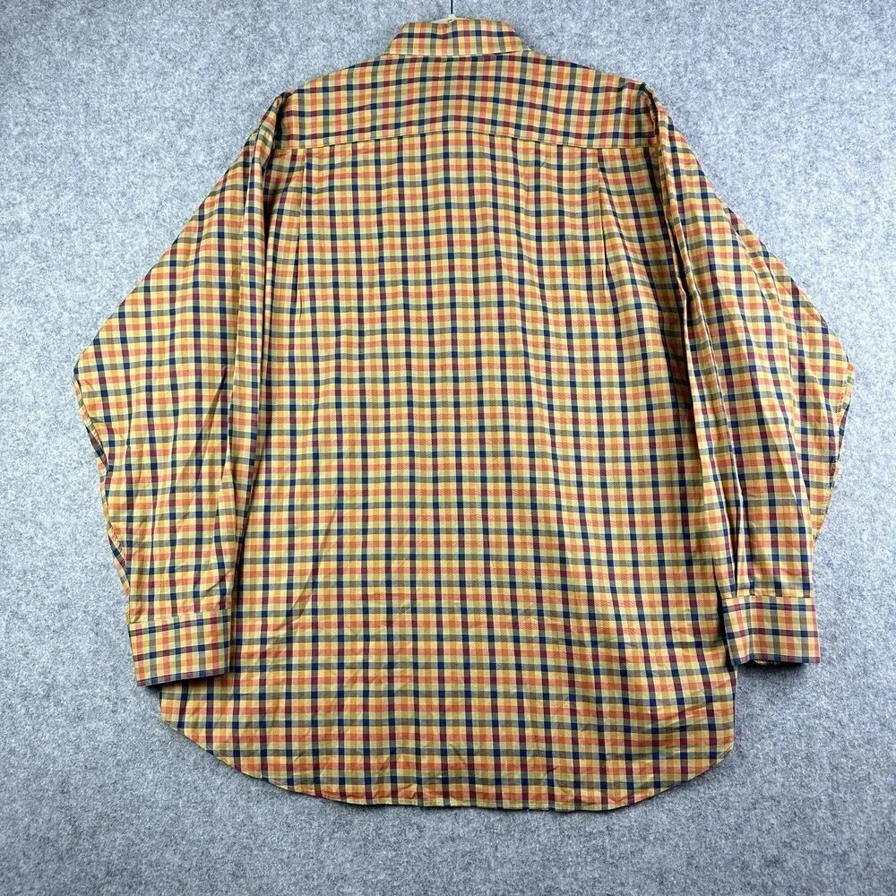 Scott Barber Shirt Mens XL Gingham Plaid Preppy Cotton Button Down Pocket LS
